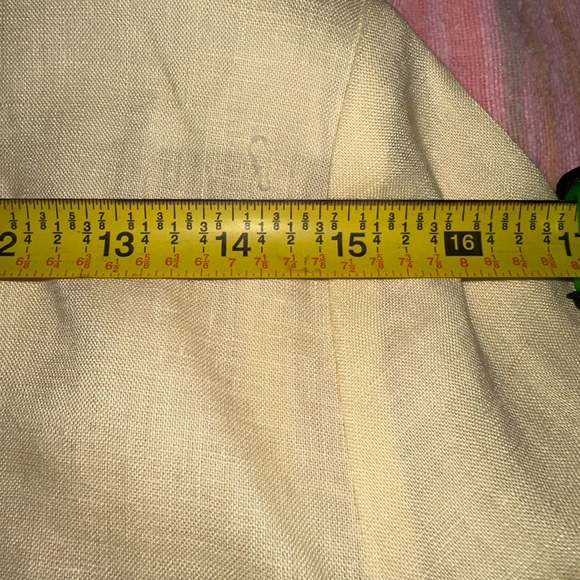 Linen yellow short sleeve blouse - Picture 6 of 7